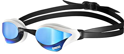 ARENA Unisex Cobra Core Swipe Racing Swim Goggles Pro Competitive Swimmers Adult Men Women Anti-Fog Coating Polycarbonate Hard Mirrored Lens, Blue/White