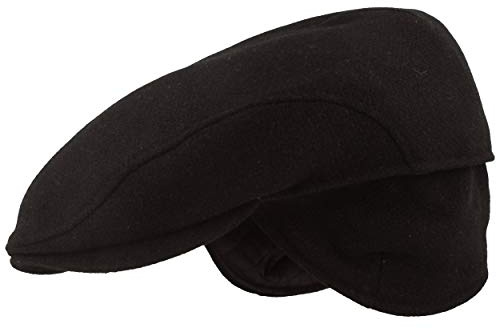 Breiter Herren Winter Schiebermütze mit Ohrenklappen Flatcap Schirmmütze 100% Wolle mit ausklappbarem Ohrenschutz Mütze Hautfreundlich & Bequem