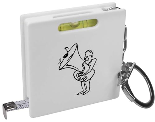 Azeeda 'Man Playing Tuba' Keyring Tape Measure (KM00017075) | Mini Measuring Tool / Spirit Level for DIY, Work, Bags and Keys