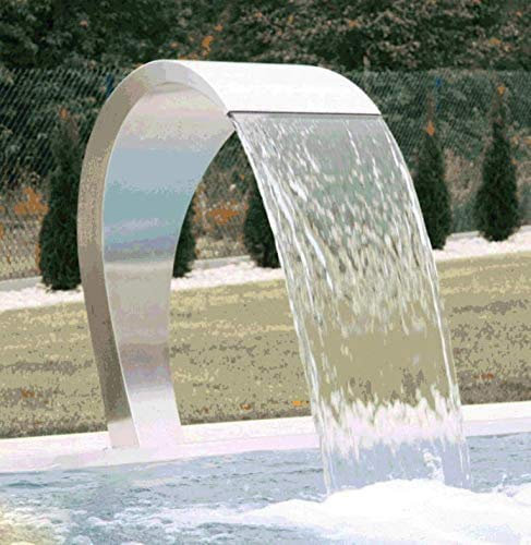 MNSSRN 304 Edelstahl Wasserfall, Pool Brunnen Edelstahl Schwimmbad Wasserbrunnen Tropfende Tap Wasser Überlauf Wasser Außen Boden Pool Wasserfall Brunnenbrunnen,40 * 30cm