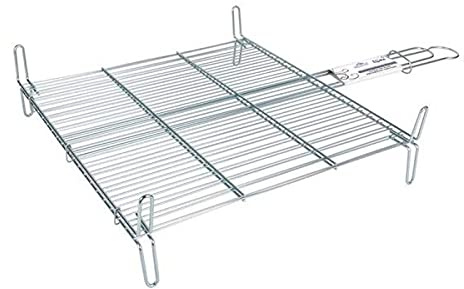 Tradineur - Parrilla Doble para Barbacoa de Acero zincado, Color Plata, 50 x 50 cm