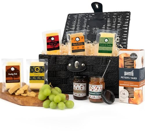 Cheese Hamper Ideal Cheese Gift Set | 5 Cheese Wedges + 2 Chutneys & Crackers
