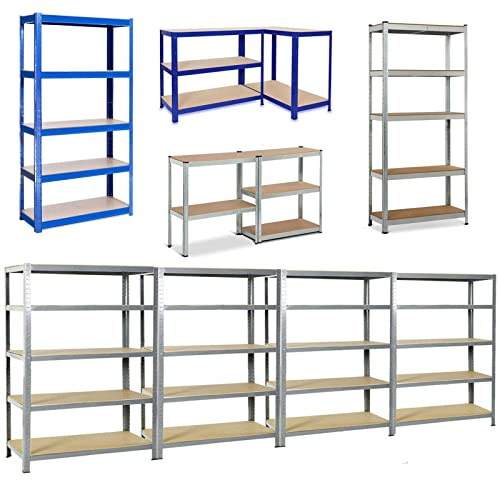 Rigogo Schwerlastregal 200x100x50 cm, Haushaltsregal Steckregalegal Metall, Verstellbare Werkstattregal Lagerregal mit 5 MDF Regalböden, Einfache Installation, bis 875 kg Belastbar, Verzinkt