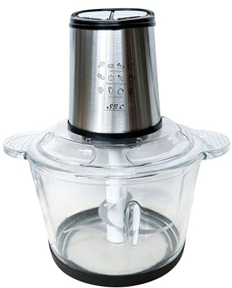 Tritatutto da Cucina Elettrico, 2.5L in Vetro, 300W con 4 Lame Acciaio Inox - 2 Velocità, Lavabile in Lavastoviglie per Carne, Salse, Omogeneizzati e Frutta (Vetro, 2.5L)