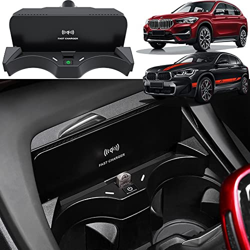 Trådlös Billaddare för BMW X1 2016-2022 / BMW X2 2020-2022 Alla Modeller, 15W Qi Snabbladdningstelefonladdare för BMW X1 X2 Mittkonsoltillbehör, Present till BMW-Ägare