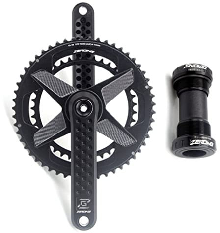 QHIYRZE Rennrad-Kurbelgarnitur Doppelkettenblatt 50–34 Zähne/52–36 Zähne/53–39 Zähne 165/170/175 Mm GXP-Kurbelarm-Set 9/10/11/12-fach Hohle Kurbelgarnitur Mit BB(Black 165mm,52-36T)