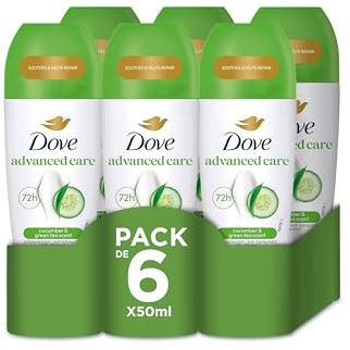 Dove Advanced Care Desodorante Roll-On Pepino Protección 72 horas desodorante antitranspirante 50ml x6