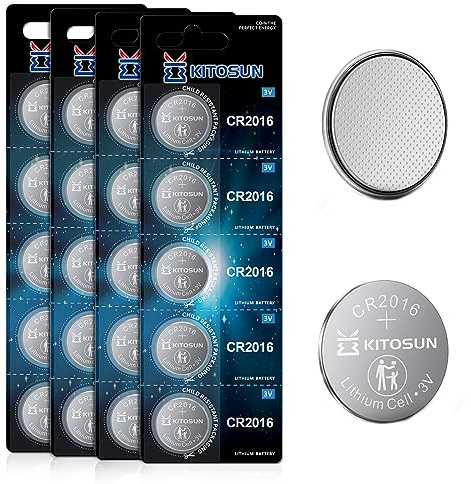 Kitosun Batterien Knopfzellen CR2016 3V - Lithium Coin 3-Volt 2016 Knopf Batterie für elektronische Kleingeräte Autoschlüssel Fernbedienungen LED Teelichter Waagen medizinischen Geräten (20 Stück)