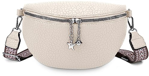 HIMS Crossbody Bag Damen Breiter Gurt, Umhängetasche Damen Klein, Bauchtasche Damen Leder Geldbörse, Damenhandtasche mit abnehmbarem Schulterriemen