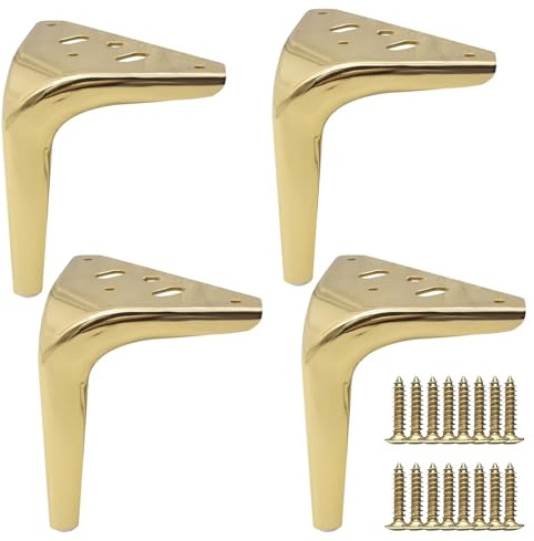 Eidoct 4 Stück Möbelbeine, Metall-Möbel-Sofabeine, moderne Tischbeine aus Metall, dreieckige Möbelfüße, Sofa-Fuß, Couch-Beine, Ersatz für Schrank, Stuhl, Ottomane (12 cm, Gold)