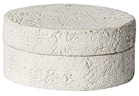 Cutfouwe Tischmülleimer Klein Mit Deckel-Innenzylinder Aus Beton Und Metall - Φ11.5Cm X Höhe 5.5Cm,Weiß,A