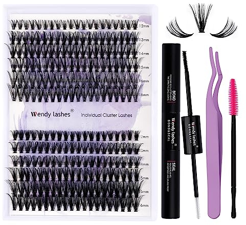 WENDY LASHES Wimpern Extensions Set 30D/40D 12-16mm C Curl | 0.07 Mix 12-16mm Wimpernverlängerung mit Bond & Seal Pinzette Bürstchen Wimpernentferner für zu Hause