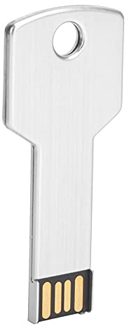 USB Flash Drive, Aluminum Alloy Key Shaped USB 2.0 Pen Drive Silver, Portable USB Drive (64GB)