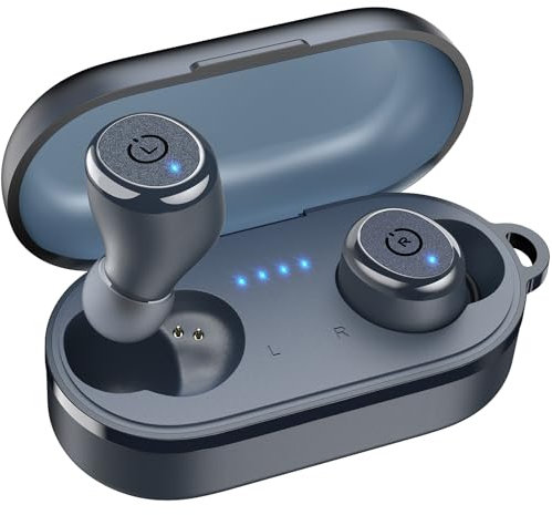 TOZO T10 Wireless Earbuds Bluetooth 5.3 Headphones, App Customize EQ, Ergonomic Design, 55H Playtime, Wireless Charging Case, IPX8 Waterproof Powerful Sound in-Ear Headset Blue(New Upgraded)