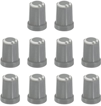 QUARKZMAN Knöpfe Potiknöpfe Potentiometer Drehknopf ABS Gitarre Knopf für E-Gitarre Leistung Verstärker Stereoanlagen Bass Lautstärke Ton 270° Drehknopf 6mm D Typ Welle Grau Weiß 10Stk