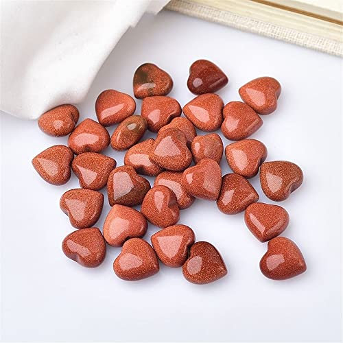 RVBLRDSE Niedliches farbiges Mini-Herz mit natürlichem Kristall-Edelstein-Quarz -Wunschstein-Raum-Wohnkultur-Mode-DIY-Schmuck-Geschenk Crystal Specimen (Color : Gold Sand, Size : 7PC)