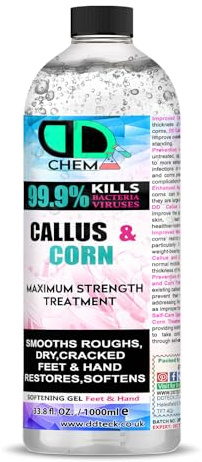 DD Teck Corn & Callus Remover for Feet – Advanced Hard Skin Treatment for Dry Feet, Heel Fissures & Foot Calluses – Fast Acting Liquid Gel – Smooths, Restores & Softens Skin (1000ml Cap)