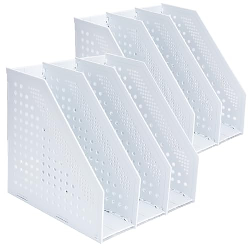 FRETONBA Porte-revues pliable, 2 Pièces Porte Revue Bureau avec 3 Compartiments, Classeurs à Revues de Grande Capacité, Rangement Papier Vertical A4, Gris clair