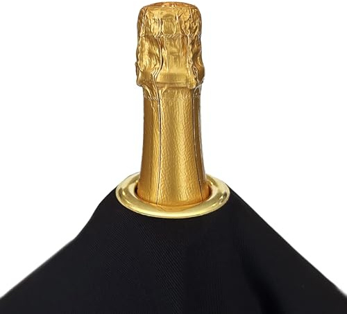Classic Bottle Cloth, 54 cm, Baumwolle, Zentral-Metallring (Schwarz mit Goldring, 1er-Pack) | Luxuriöser Stoff · Saugfähig · 100 % recycelbar · Rostfreier Messingring · Handgefertigt