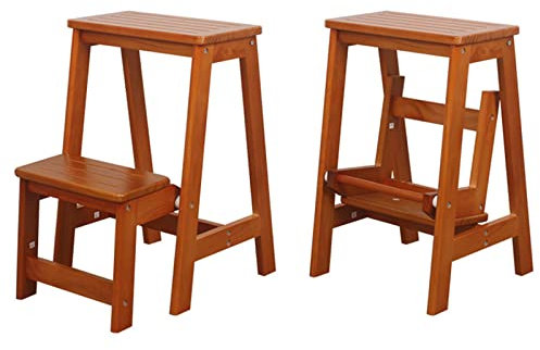 XCHSXYL Trittleiter aus Holz für Zuhause, 2 Stufen, Luftleiter, Klappleiter, Hocker, kleine Fußhocker, Sicherheits- und rutschfeste Trittleiter für die Heimbibliothek, Aufstiegsleiter
