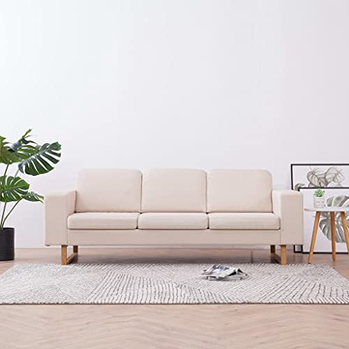 Cozynest Loungesofa Polstersofa Lounge Stoffsofa Sitzmöbel Wohnzimmer Stoff Holzrahmen 3-Sitzer-Sofa Stoff Cremeweiß