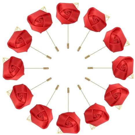 QUARKZMAN 24 Stück Bräutigam Anstecksträuße Rosen Anstecknadeln für Männer Hochzeitszeremonie Jubiläum Formelles Abendessen Party Rot