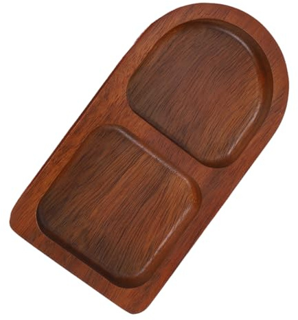 PAMINGONO Assiette Bois Alimentaire à Compartiments Plat Assaisonnement Bois Massif Pour Sauces Et Snacks Petit Plateau Polyvalent Pour Cuisine Maison Et Extérieur Finition Lisse