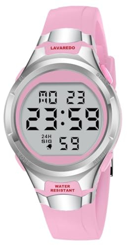 Timever Damklocka med silikonband, digital klocka med väckarklocka, stoppur, datum, ljus