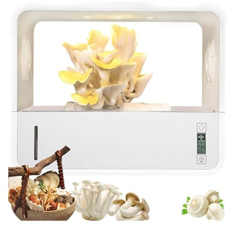 SAYEYBU Kit De Culture De Champignons, Petite Tente De Culture, avec éClairage LED Automatique, BoîTe à Champignons Intelligente sans Sol Et à Air Calme,Blanc