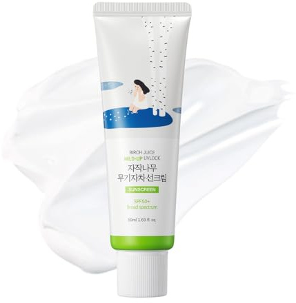 ROUND LAB Birch Juice - Protector solar Mild-up SPF 50, óxido de zinc mineral, para pieles sensibles, aceite de control y sebo, protector solar coreano, 50 ml