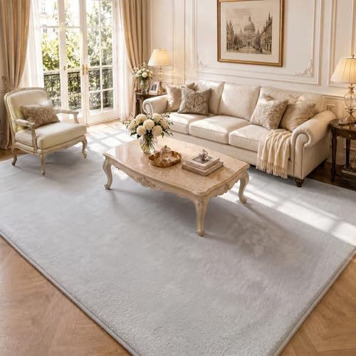 VOUNOT® Teppich Wohnzimmer Groß 240x340 cm, mit rutschfeste Rückseite & Antirutschmatte, Kuscheliger Kurzflor Flauschig Teppiche Gegend für Schlafzimmer Kinderzimmer Esszimmer, Grau