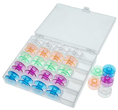 vhbw Aufbewahrungs-Box kompatibel mit Singer 228 | 227, 2277 Tradition, 2300, 2273, 2282 Nähmaschinen-Spulen - inkl. Unterfaden-Spulen, Farbig