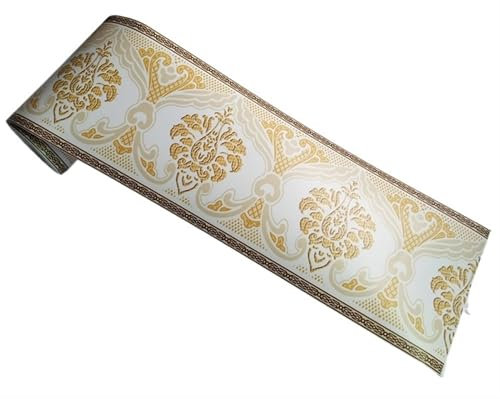 LUKYWANG Selbstklebende BordüRe PVC Selbstklebende Tapetenbordüre Sockelleiste Küche Bad Linie Aufkleber Abnehmbare Pastorale Fliesen Wandaufkleber wasserdicht Dekor TapetenbordüRe(Color10)