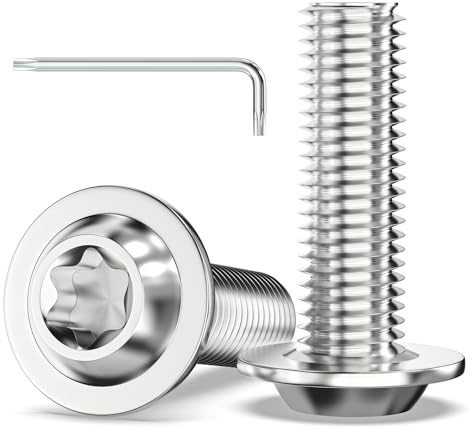 Valorada 20Pcs M6 Bolts, M6 x 20mm Flanged Button Head Screws Bolts, 304 Stainless Steel Furniture Screws, Torx Drive, Fully Threaded with Torx Key