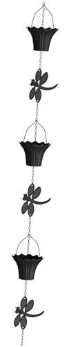 Baoblaze Catena per Grondaia, Raccoglitore di Acqua Piovana, Catene per Pioggia, Pluviale per Cortile, Nero