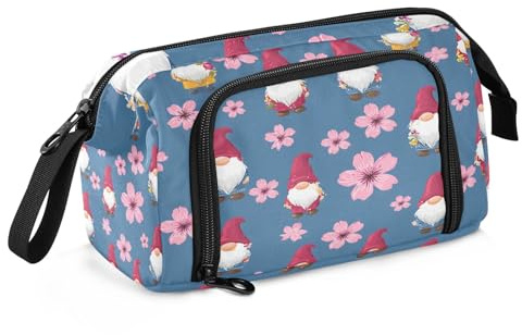 Trousse en toile de grande capacité pour le bureau, l'université, l'école, les enfants, les adolescents, les étudiants, les nains roses, fleurs roses