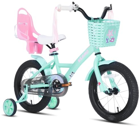 JOYSTAR Zinnia 14/16/20 Zoll Kinderfahrrad für Mädchen von 3-9 Jahren, 14/16 Zoll Mädchenfahrrad mit Stützrädern & Baket & Luftschlangen