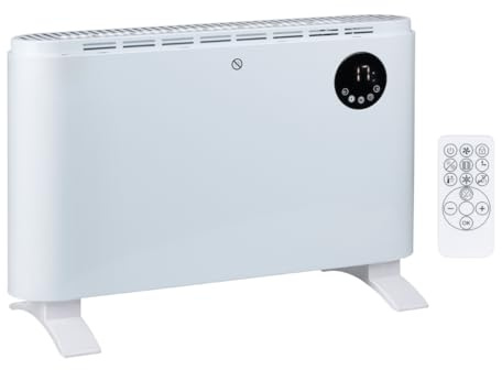 alpina Elektrischer Heizlüfter 2000W – Elektrische Heizkörper Konvektorheizung – Heizstrahler mit einstellbarem Thermostat und 3 Heizstufen – Freistehend oder zur Wandmontage – Weiß