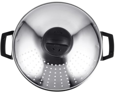 ZUNOXAZ Casserole Inox Antiadhésive pour Cuisson Express de Nouilles avec Couvercle Passoire Léger et Facile à Nettoyer