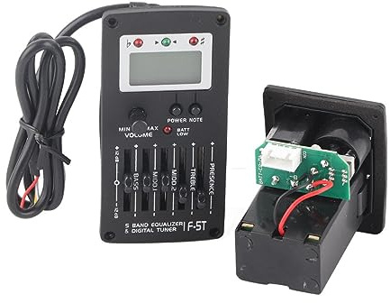 POENVFPO F-5T 5-Band-EQ-Tonabnehmer für Akustikgitarre mit Integriertem LED-Tuner, Batteriebetriebenem Equalizer-System, 3-in-1-Klangsteuerung für Musiker