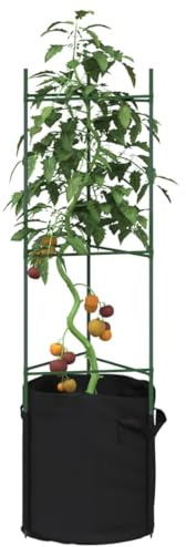Frdhee Balkon Deko Blumentisch,Tomatenkäfige mit Pflanzsäcken 6 Stk. 116 cm Stahl und PP,Blumentopfständer für Terrasse Balkon Garten