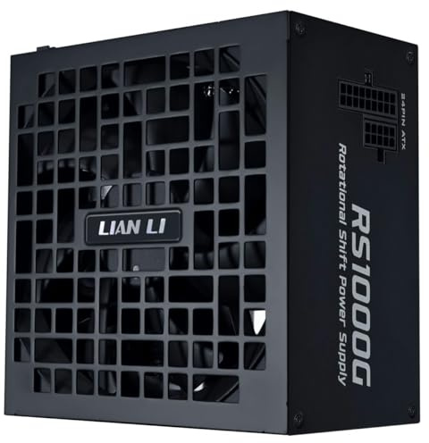 Lian Li RS Series Power Supply – 1,000 W Black | 80 PLUS Gold Efficiency, ATX 3.1, Fully Modular, Rotatable AC Connector & RS USB Hub, Modern Quiet Gaming PC PSU