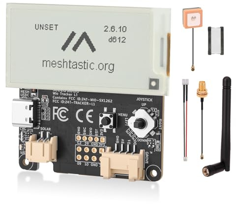 Meshnology Wio Tracker L1 E-Ink - Placa de desarrollo con pantalla grande de 2,13 SX1262 nRF52840 para AR duino Meshtastic LoRa, BLE 5 GPS GNSS (batería tipo C y carga solar (pantalla de tinta