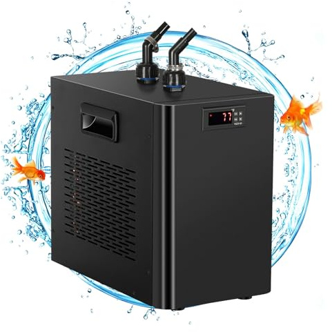 CAINV Enfriador de Acuario 42 GAL 1/10 Tanque Peces Enfriador Agua compresor refrigeración for hidropónico Axolotl Jellyfish Equipo de Cultivo