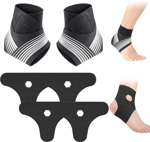 MENUY Lot de 6 bandages de cheville, respirants, pour le sport comme le football, le fitness ou la course, pas de torsion grâce au bandage de cheville
