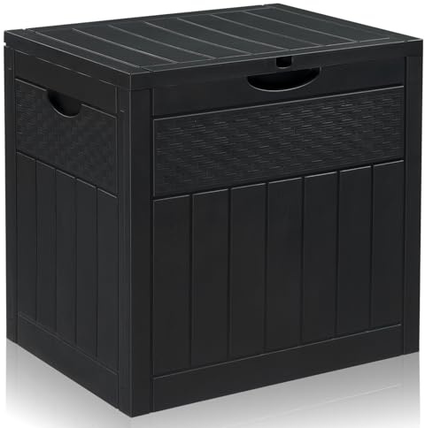 HOBBYZOO Gartenbox wasserdicht, 126L Outdoor Aufbewahrungsbox für Gartenmöbel, Poolzubehör und Werkzeug, 56 x 53 x 43 cm, Schwarz