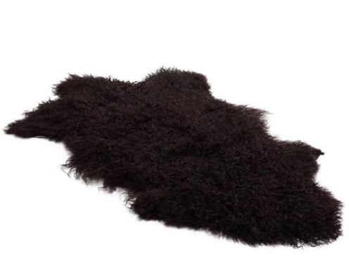 Tibetan Sheepskin Rug 90cm – 100% Genuine White Tibetan Lambskin Pelt with Soft Curly Wool – Fluffy, Warm, Breathable and Luxurious Throw for Living Room, Bedroom, Sofa, Chair - Chocolate Brown