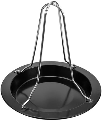 GARIOUANS Edelstahl Grillrost Hähnchenbratblech mit Halterung Runde Grillschale Antihaftbeschichtet für Camping und Garten
