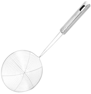 DIYEAH Colino in Acciaio Inossidabile Rete a Spirale, Mestolo per Separatore Cottura Pasta e Colafritto, Manico Foro per Appendere, per Cucina e Frittura