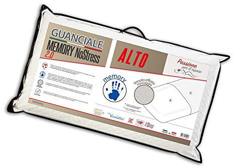 V.I.P. Very Important Kissen V.I.P. Viscolattice Kissen aus Memory-Schaum, kein Stress, Massageeffekt, hoch, 72 x 42 x 13 cm, hergestellt in Italien, Weiß, Bezug Jacquard